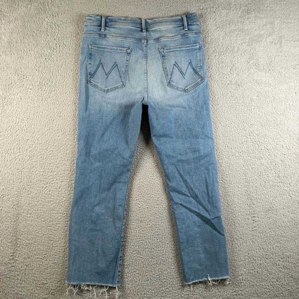 Mother The Hustler Ankle Fray Jeans Au Revoir Light Blue High Rise Flare 32x27